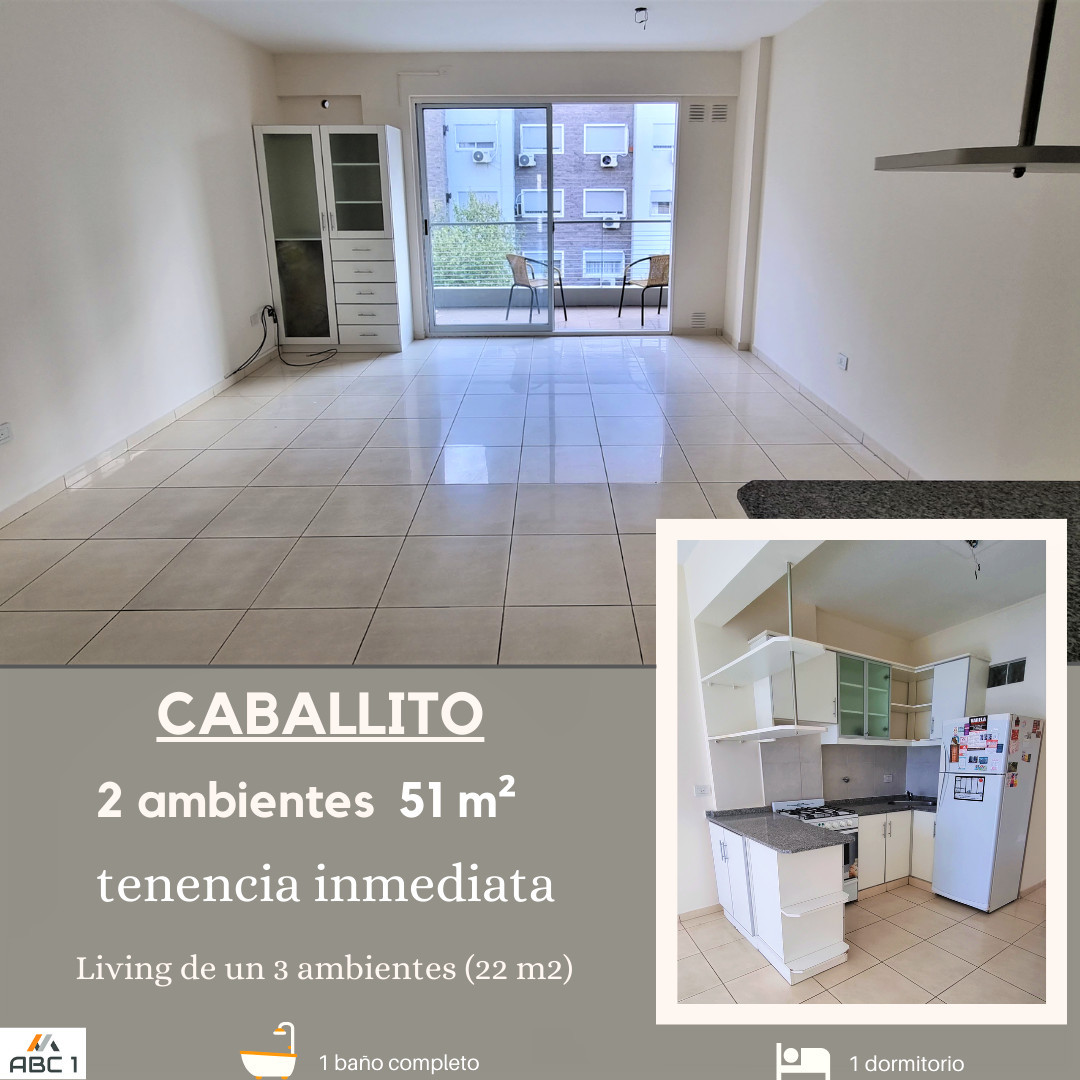 Apartamento de 2 ambientes com 51 m² em Caballito