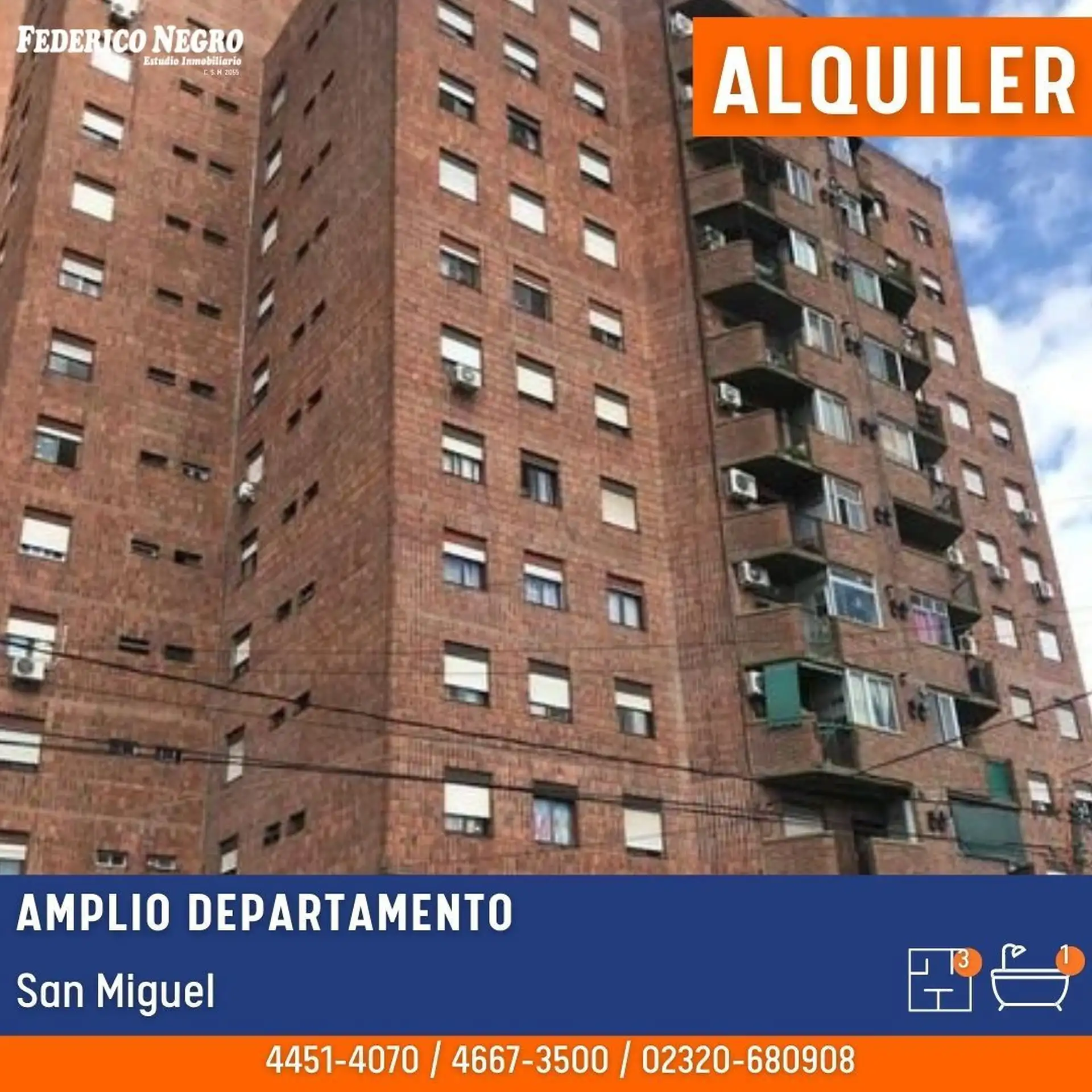 Apartamento de três ambientes com 2 dormitórios em San Nicolás