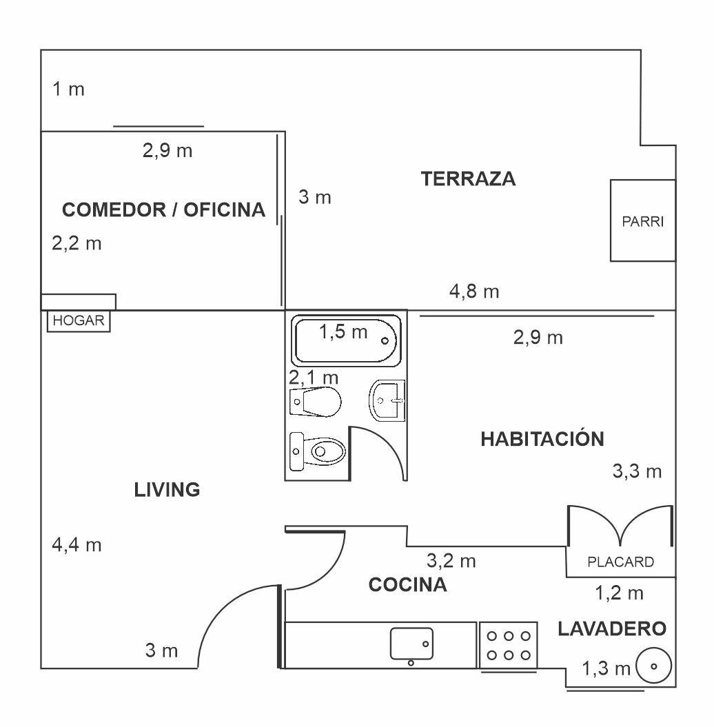 Departamento de 1 dormitorio en San Nicolás