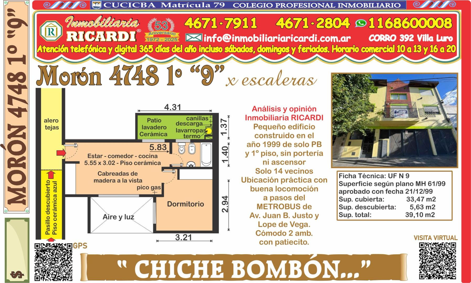 Departamento monoambiente en Villa Luro