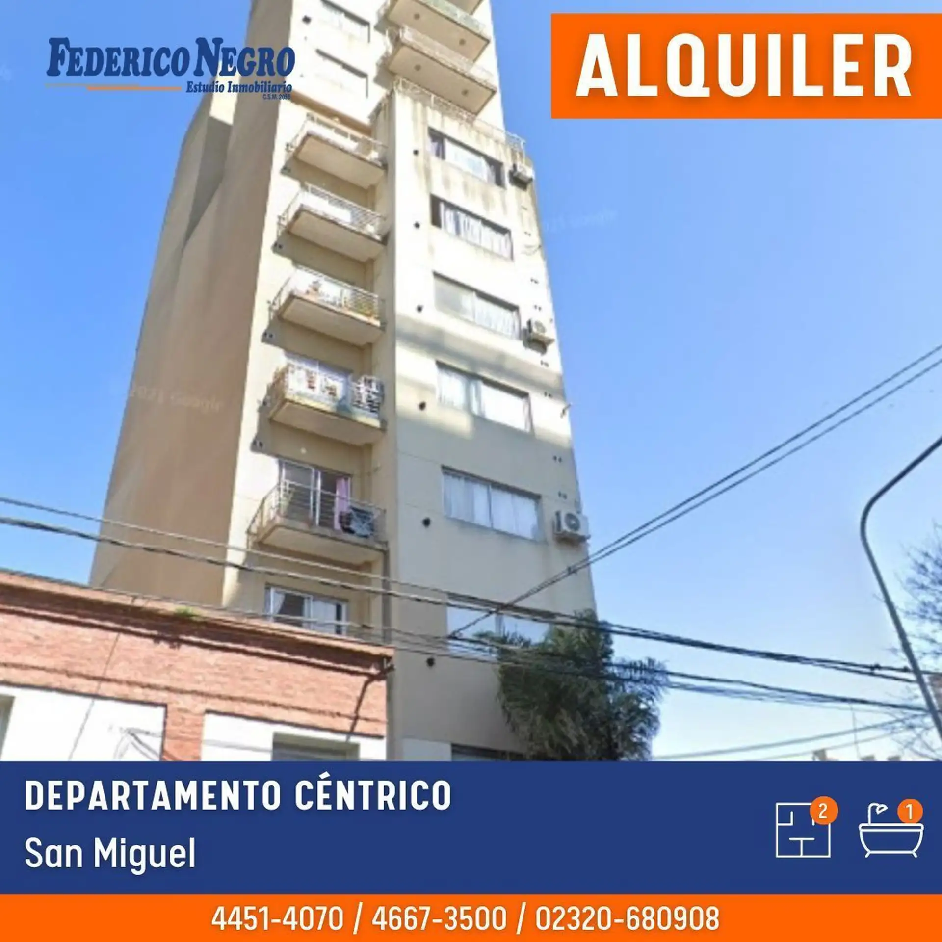 Two-room apartment for rent with balcony in San Miguel