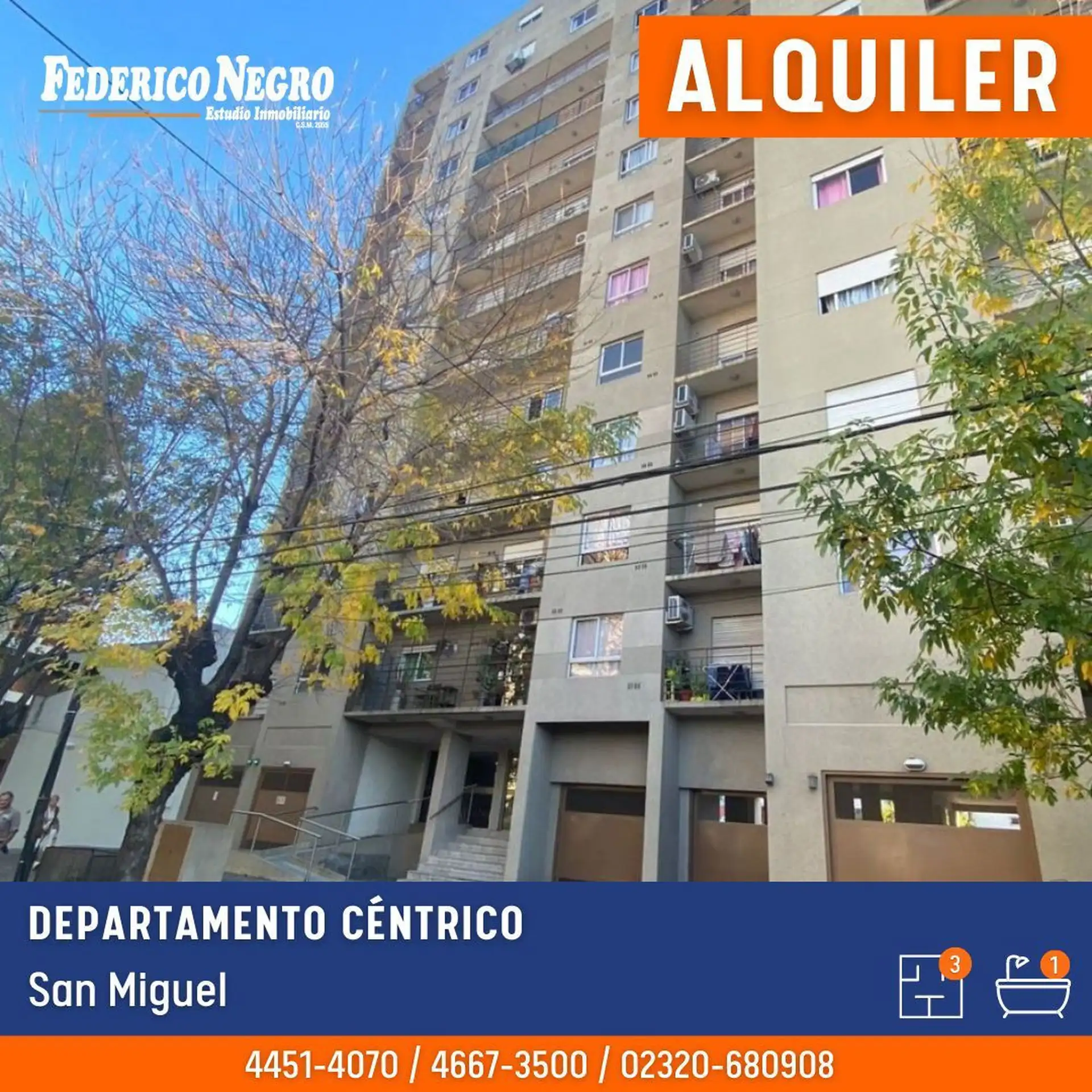 Departamento de 3 ambientes con cochera en San Miguel