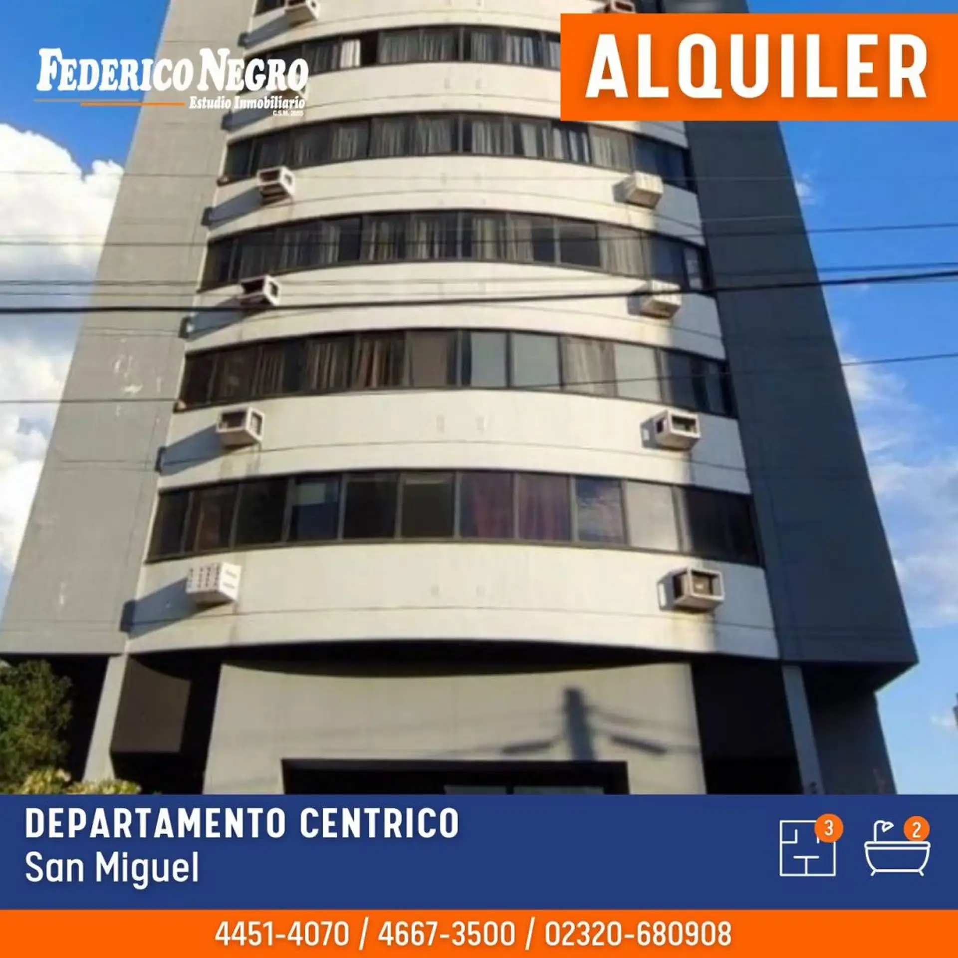 Departamento de 3 ambientes en alquiler en San Miguel