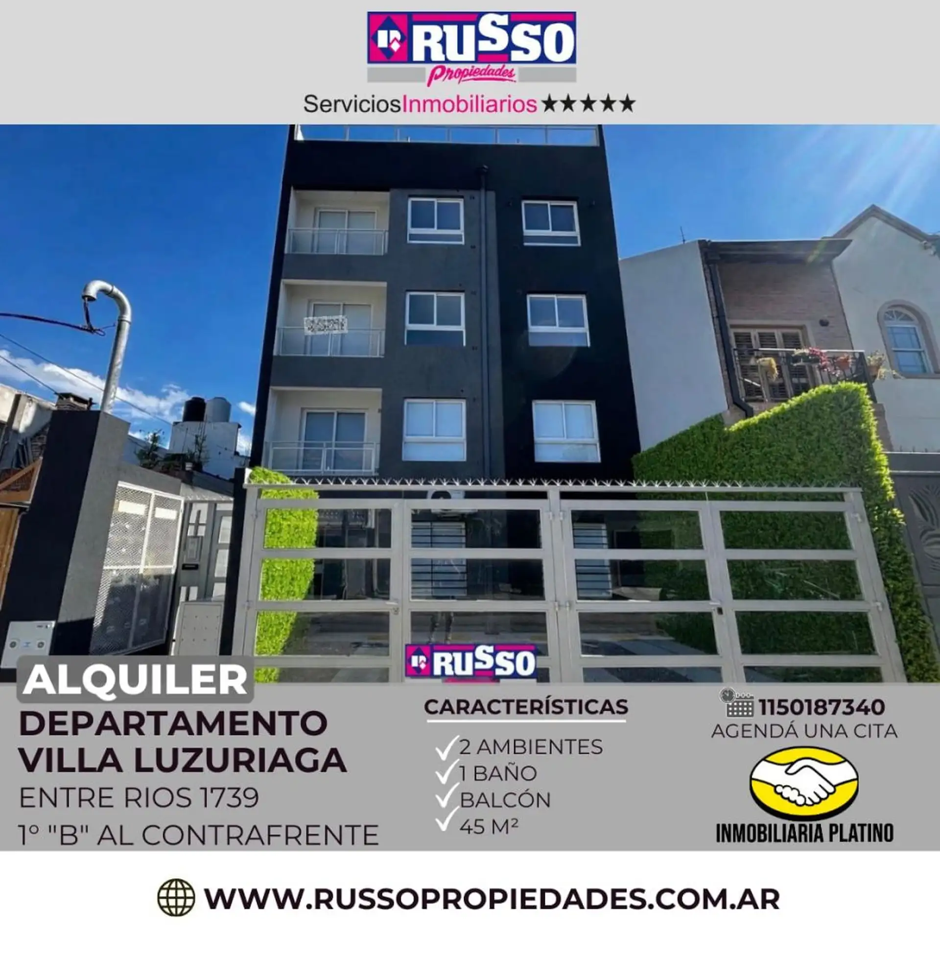Two-room apartment with balcony in Villa Luzuriaga