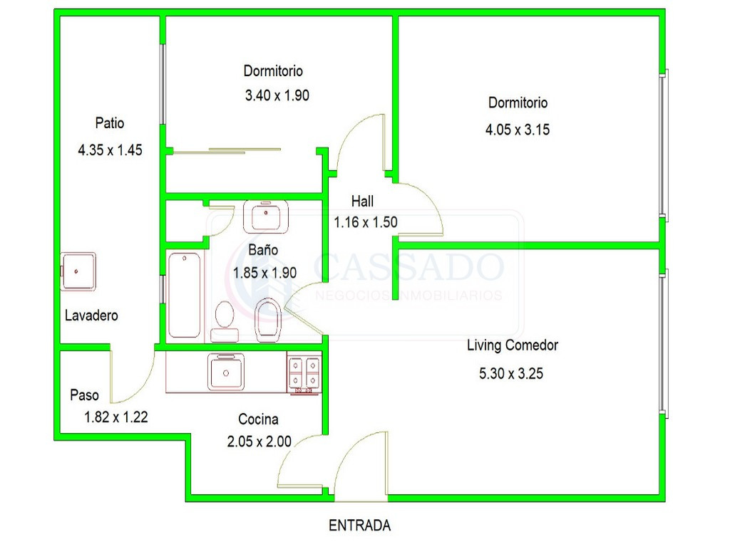 Аренда двухкомнатной квартиры в Flores Norte, на первом этаже