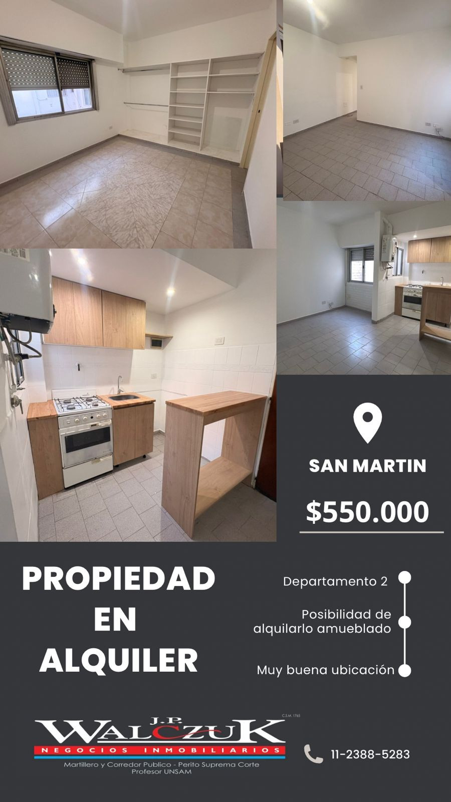 Two-room apartment with 1 bedroom in General San Martín