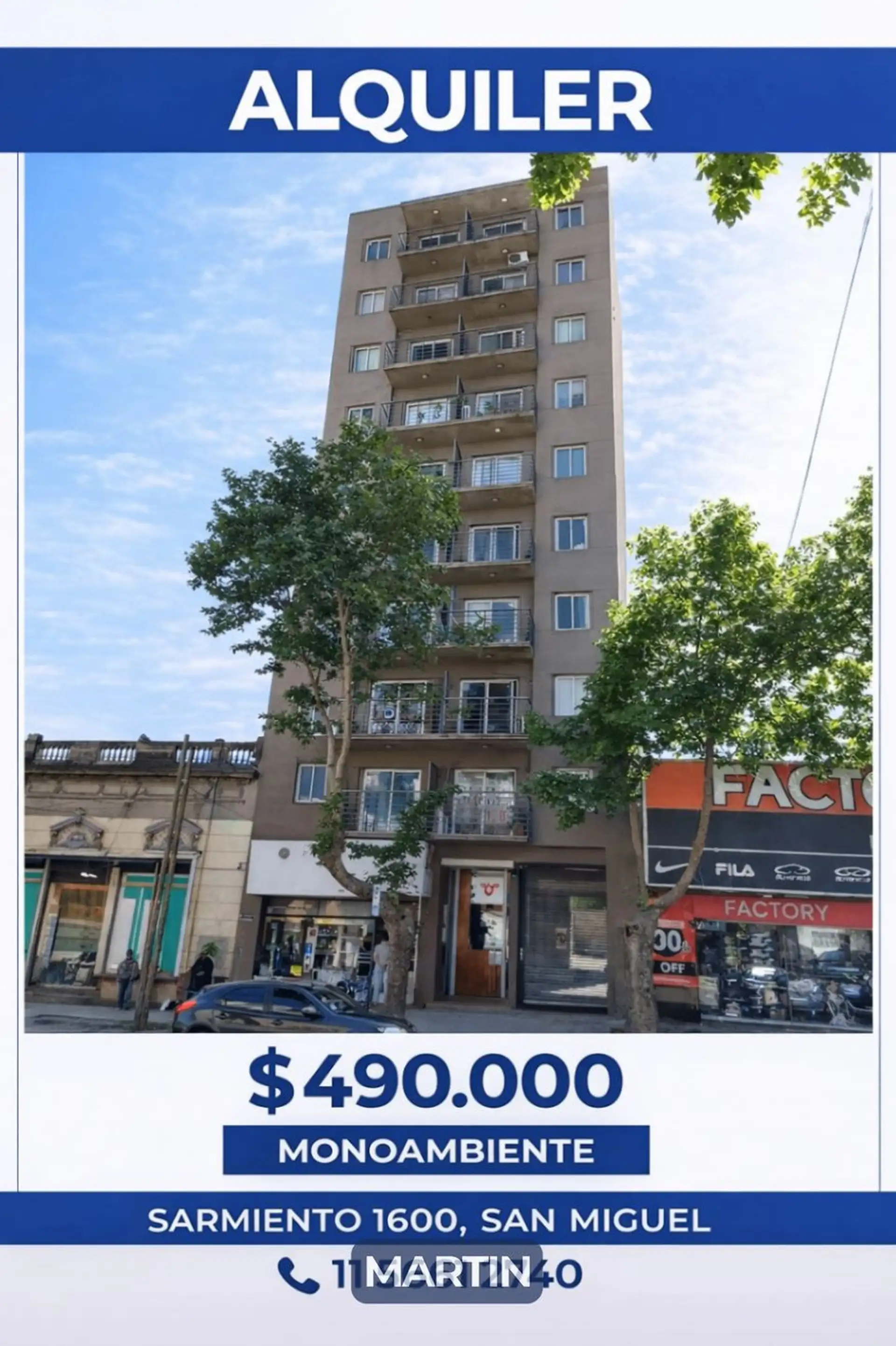 Monoambiente en alquiler en San Miguel centro