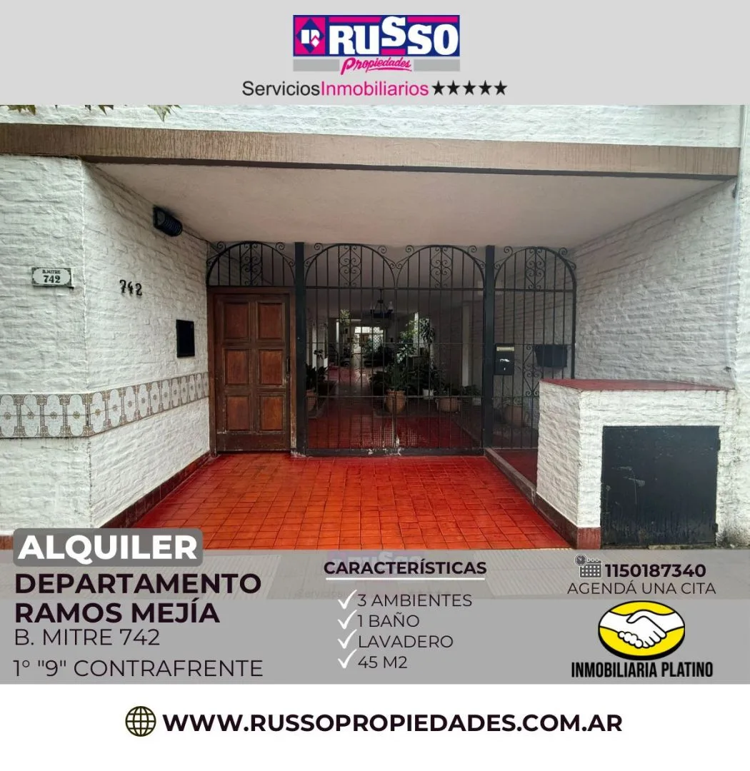 Departamento de 3 ambientes en Ramos Mejía, La Matanza