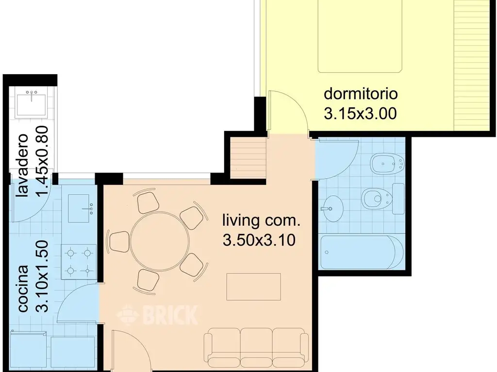 Departamento de 2 ambientes en Caballito