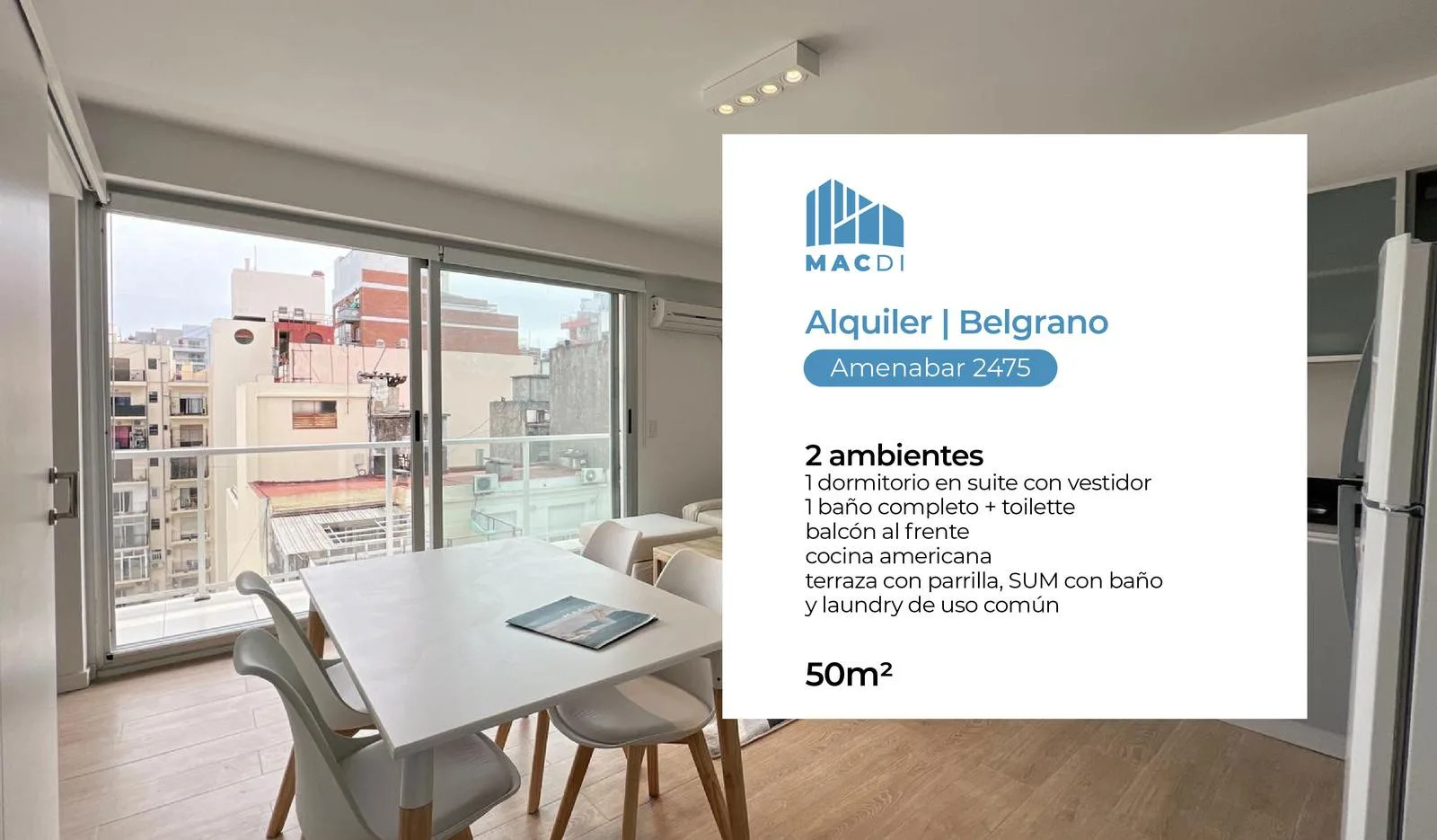 Departamento de 2 ambientes con balcón en Belgrano