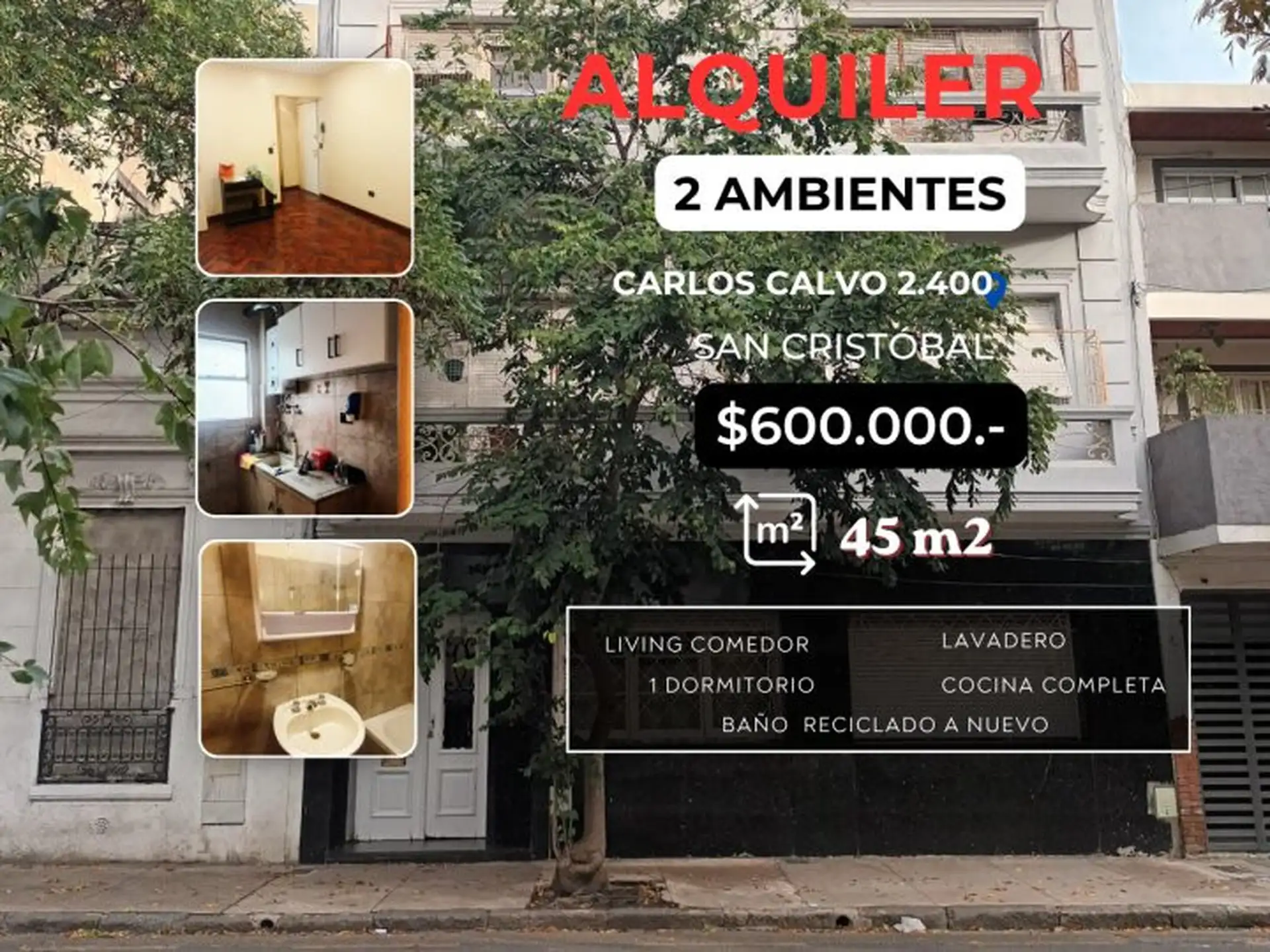 Departamento de 2 ambientes en San Cristóbal