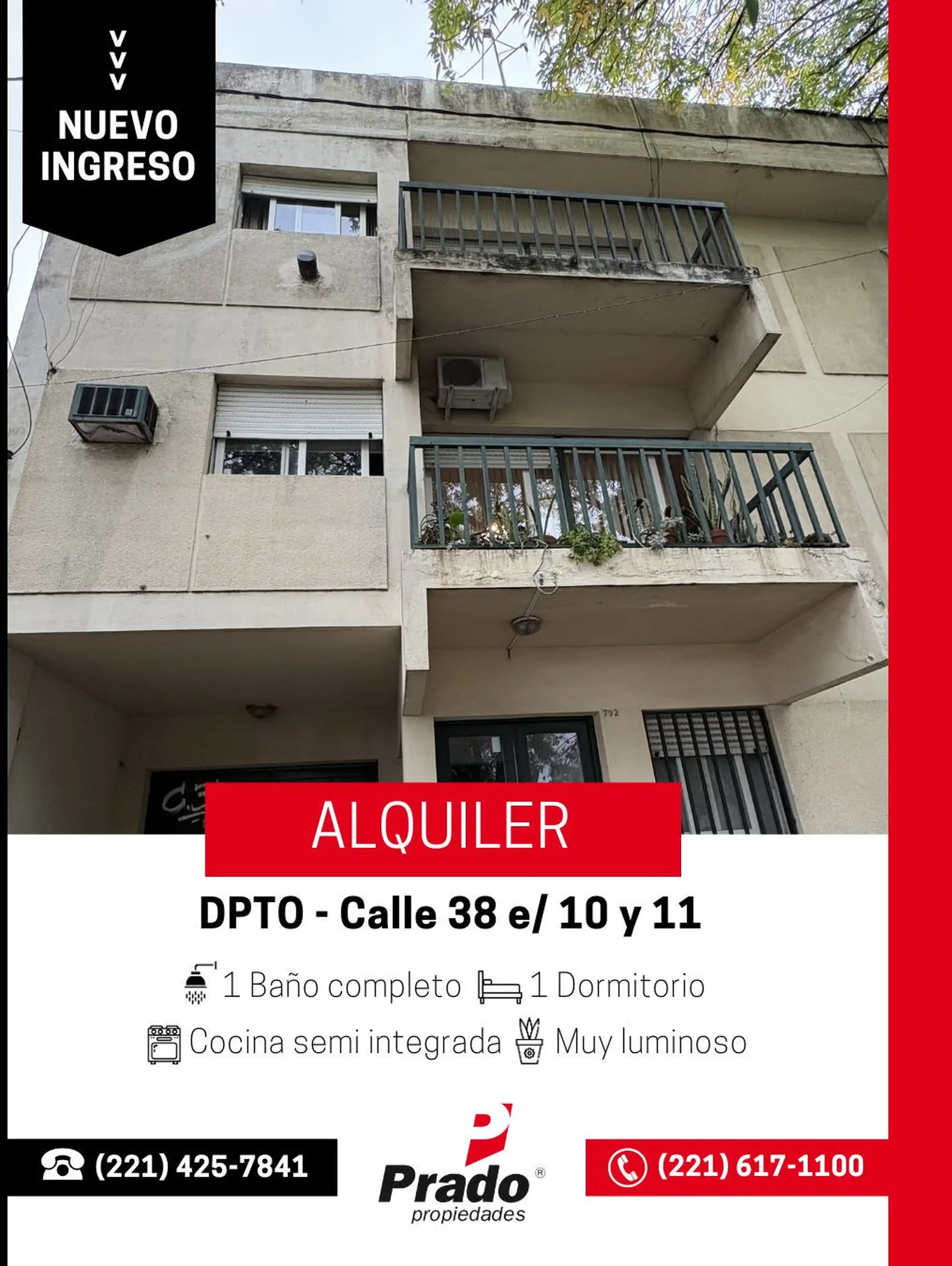 Departamento de 1 dormitorio en La Plata