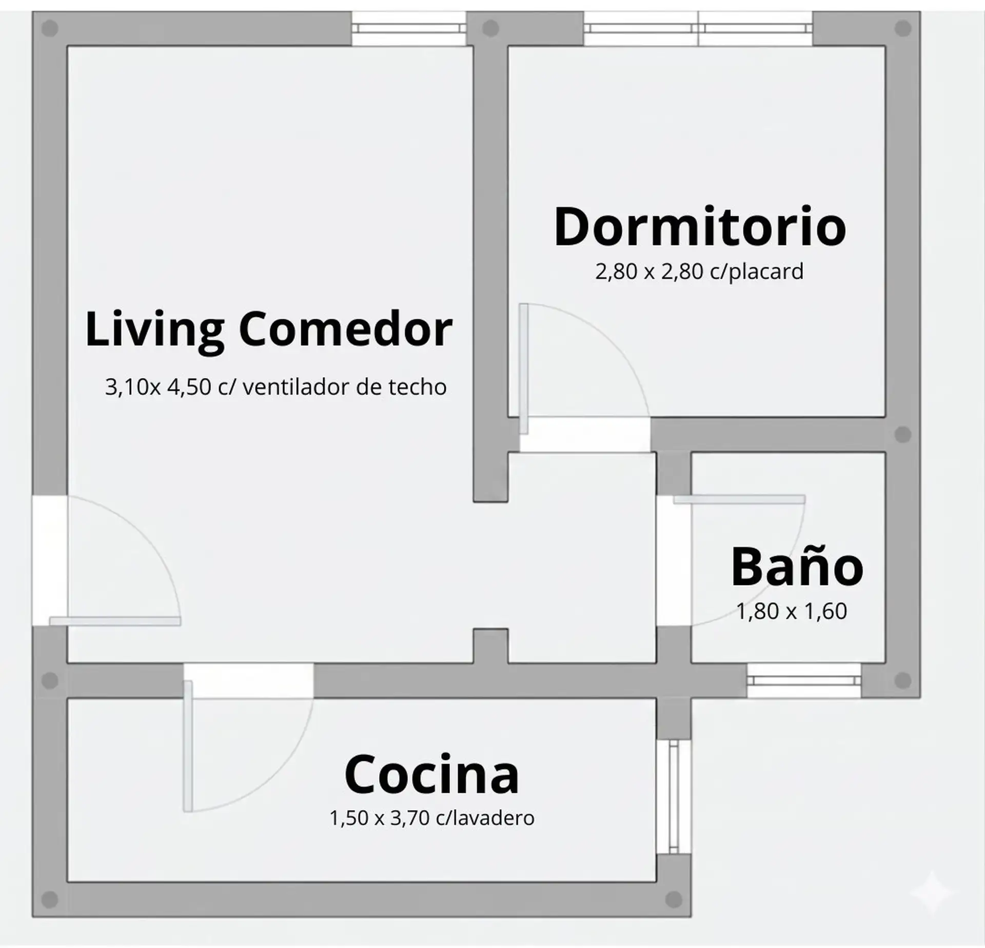 Квартира с 1 спальней в Liniers