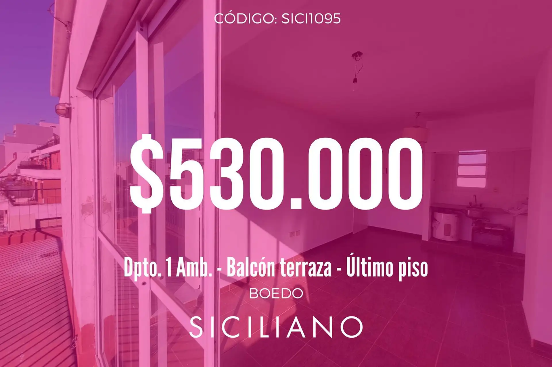 Kitnet com varanda em Boedo