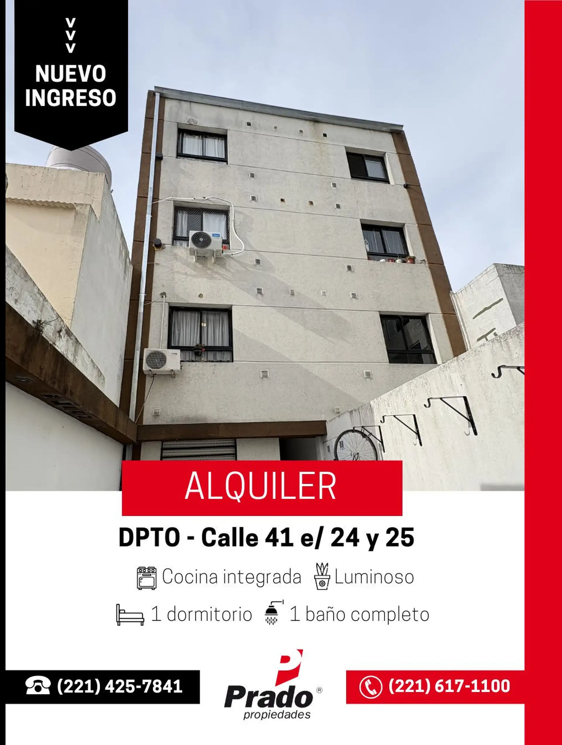Apartamento de 1 quarto em La Plata