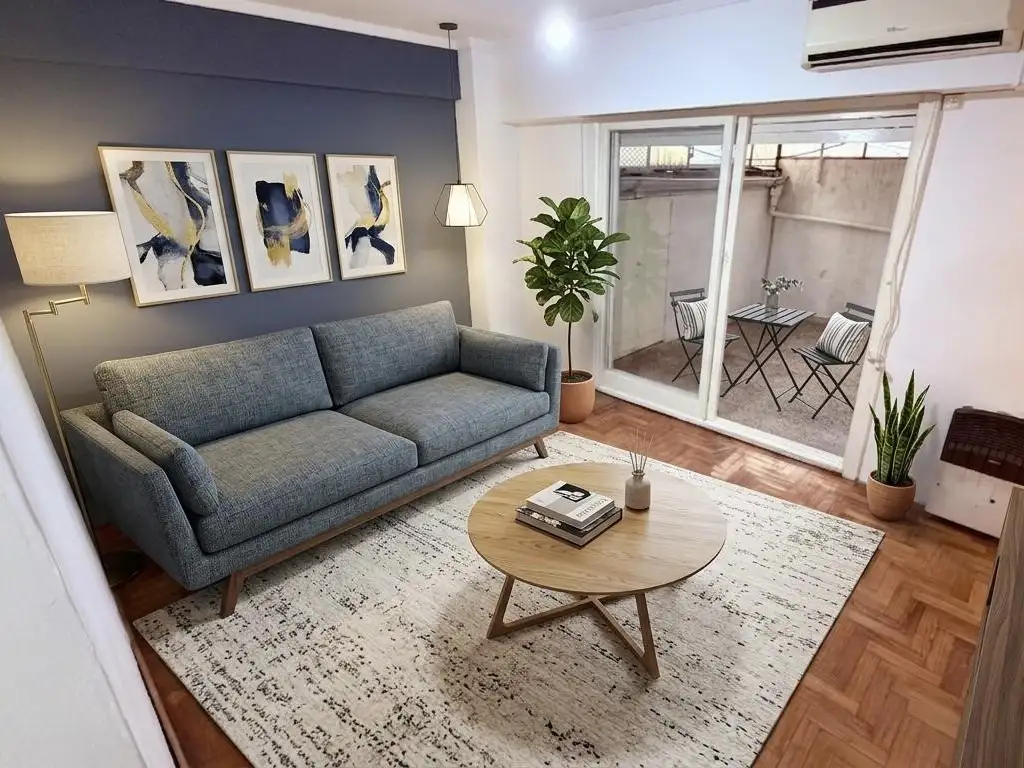 2 dormitorios, patio y galería