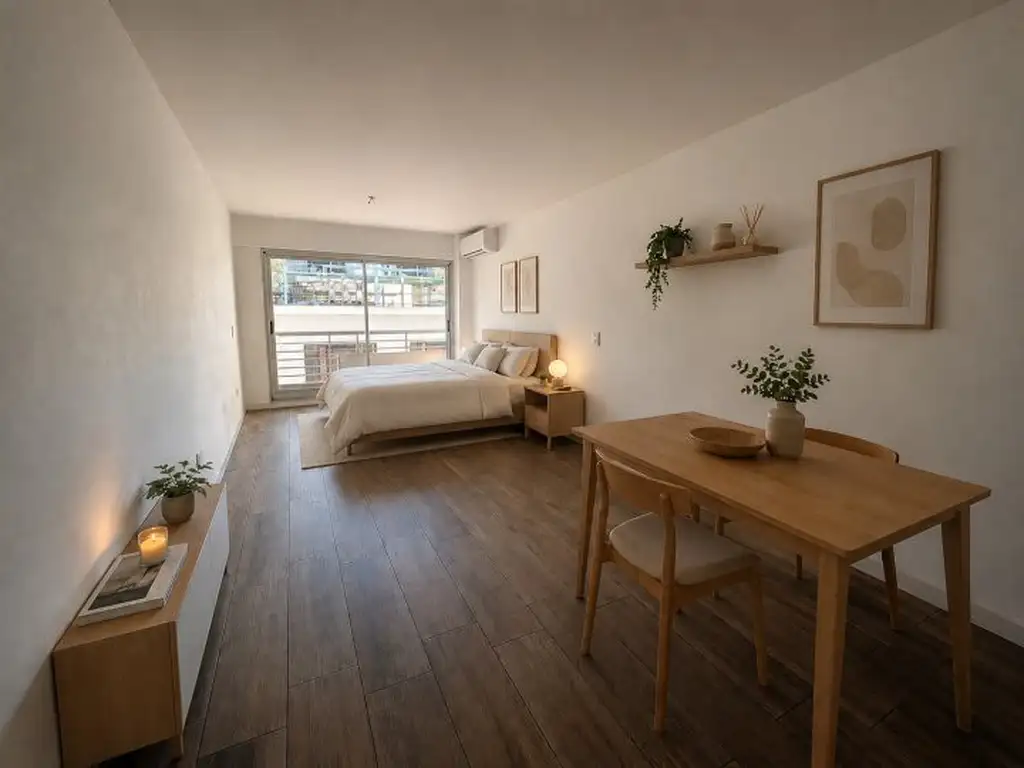 Studio with balcony and pool
