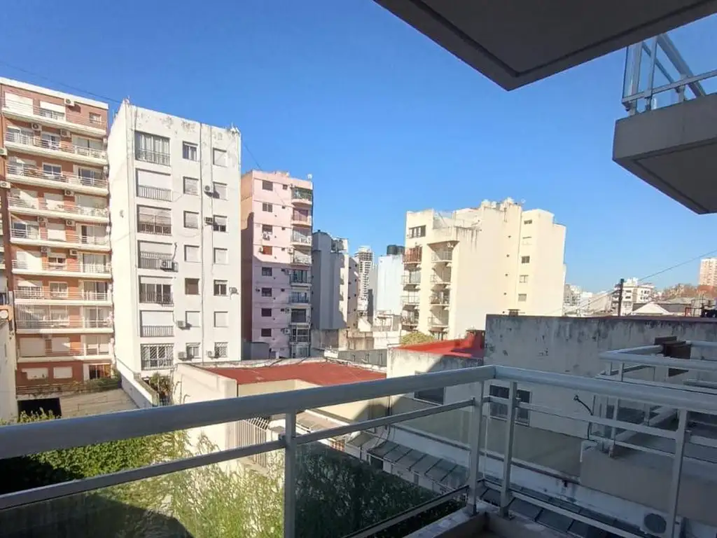 Rear-facing, rooftop pool