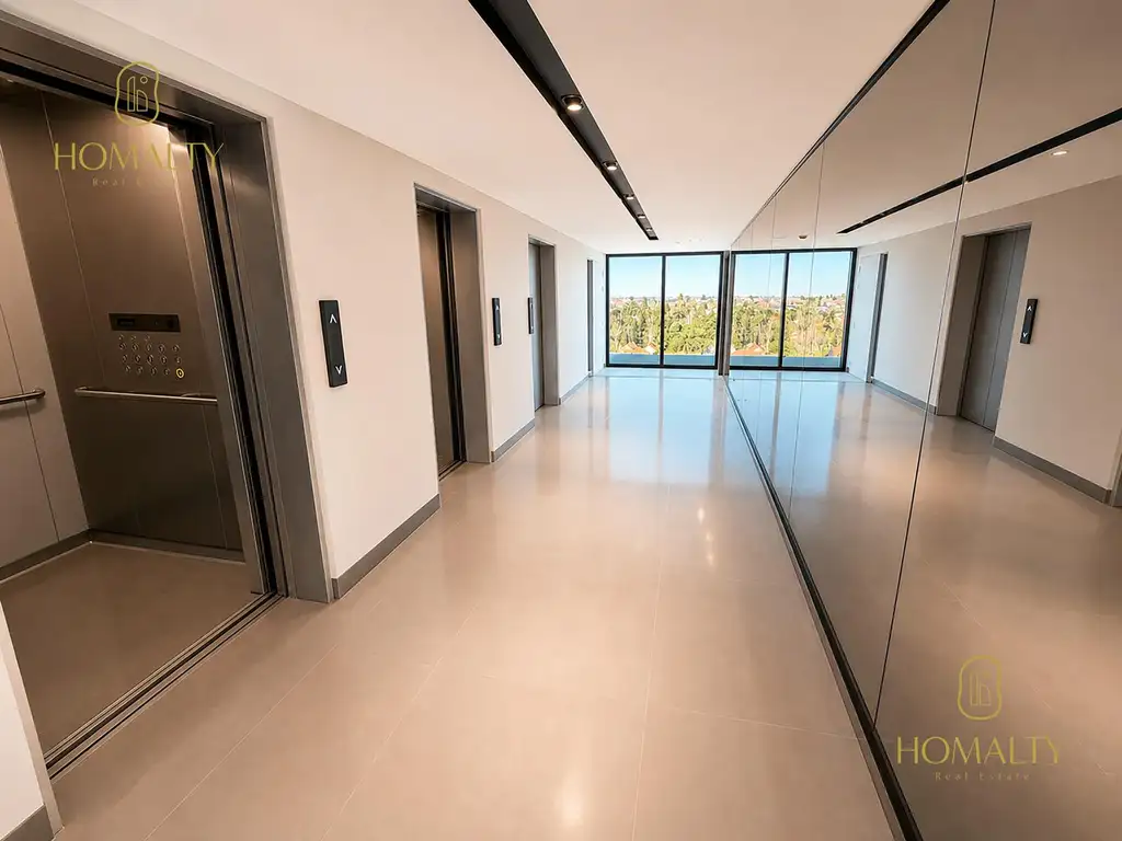2 ambientes 70 m², balcón corrido