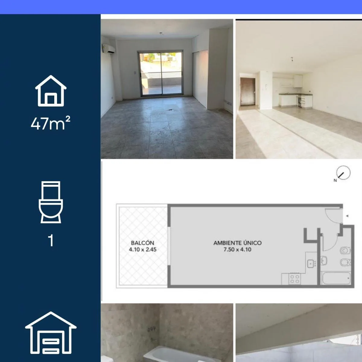 Monoambiente con balcón aterrazado y cochera en Villa Urquiza