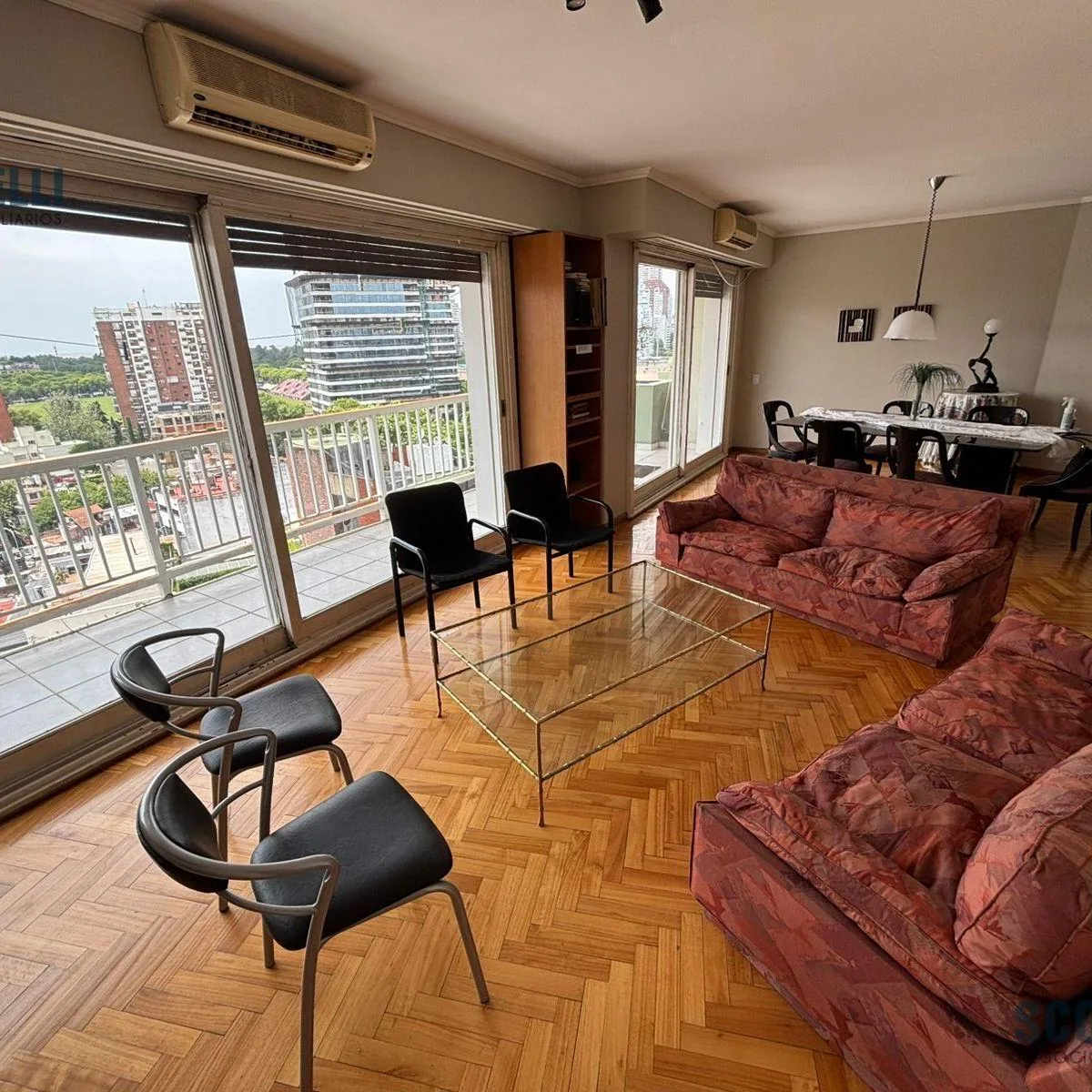 Четырёхкомнатная квартира в Palermo, балкон с видом на Рио-де-ла-Плата