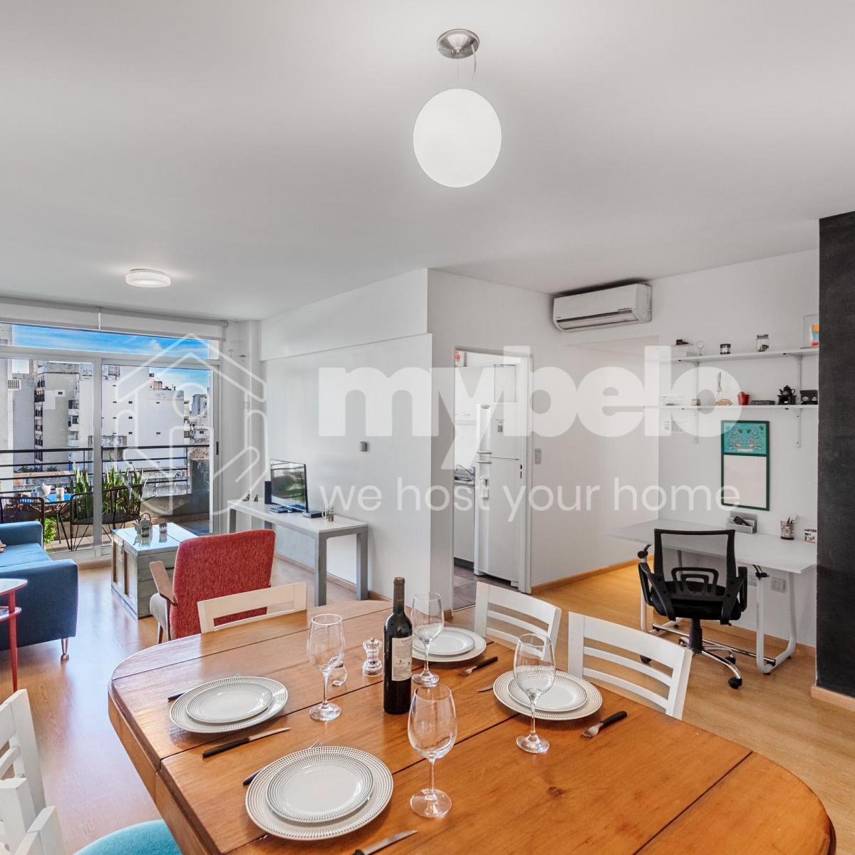 Departamento amoblado de 3 ambientes con balcón en Chacarita