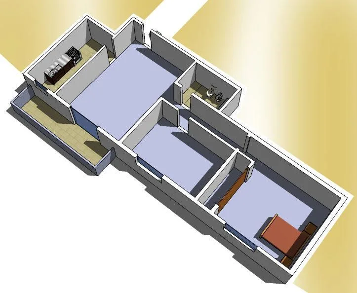 Three-room apartment with front-facing balcony in Flores