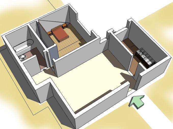 Departamento de 2 ambientes al contrafrente en Villa General Mitre