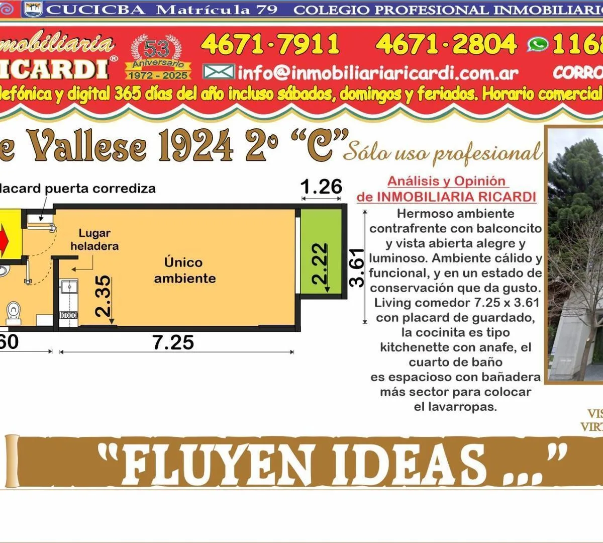 Квартира-студия в Flores с балконом