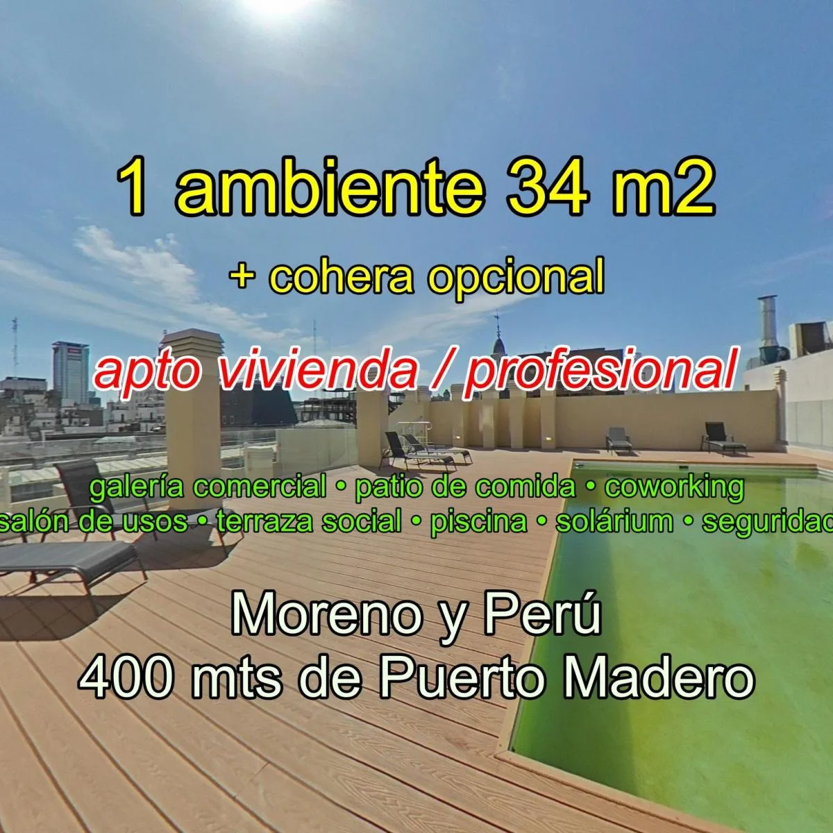 Departamento apto profesional monoambiente en Monserrat