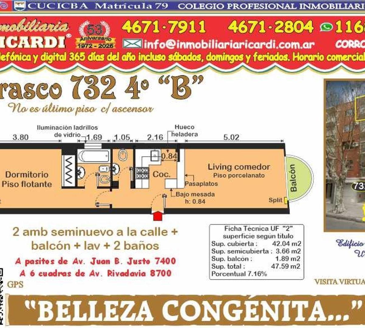 Apartamento de 2 ambientes no último andar em Vélez Sarsfield