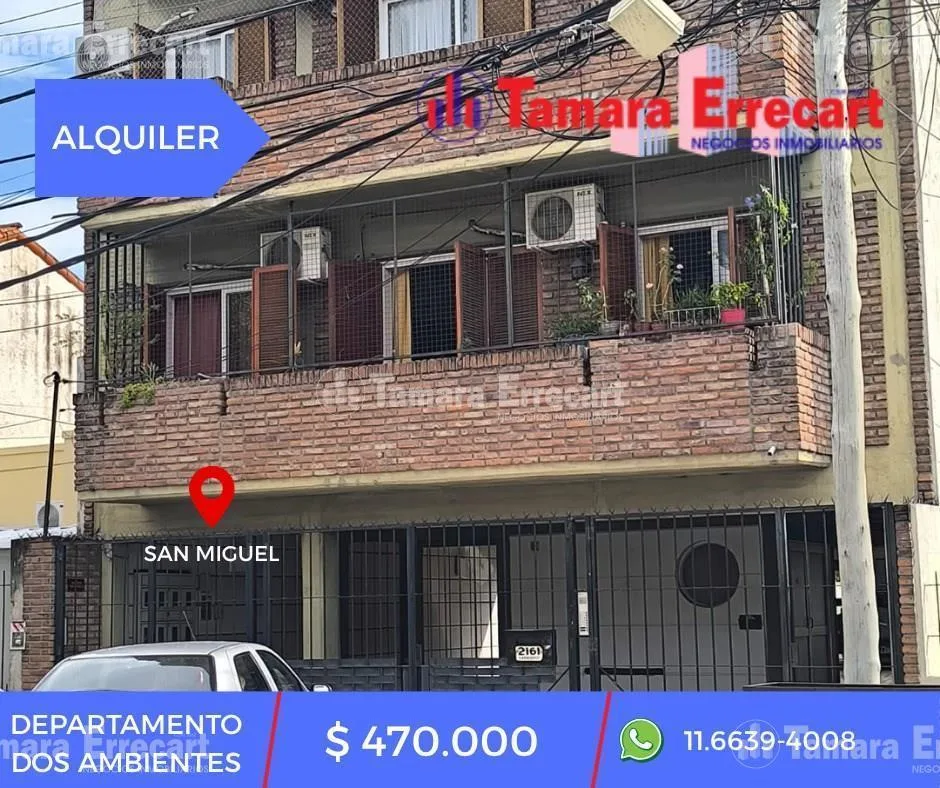 Departamento de 2 ambientes con cochera en San Miguel