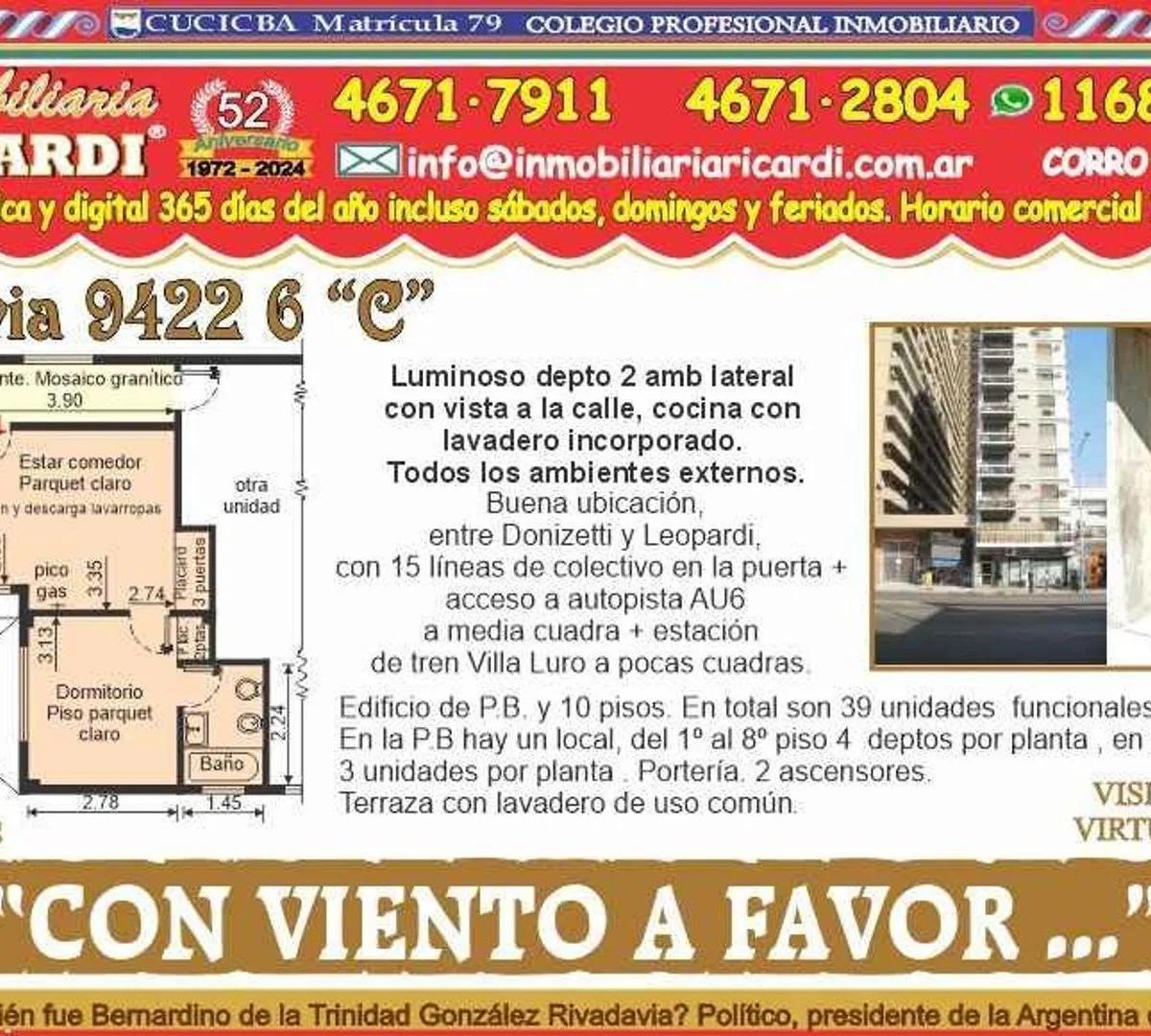 Departamento de 2 ambientes en Villa Luro
