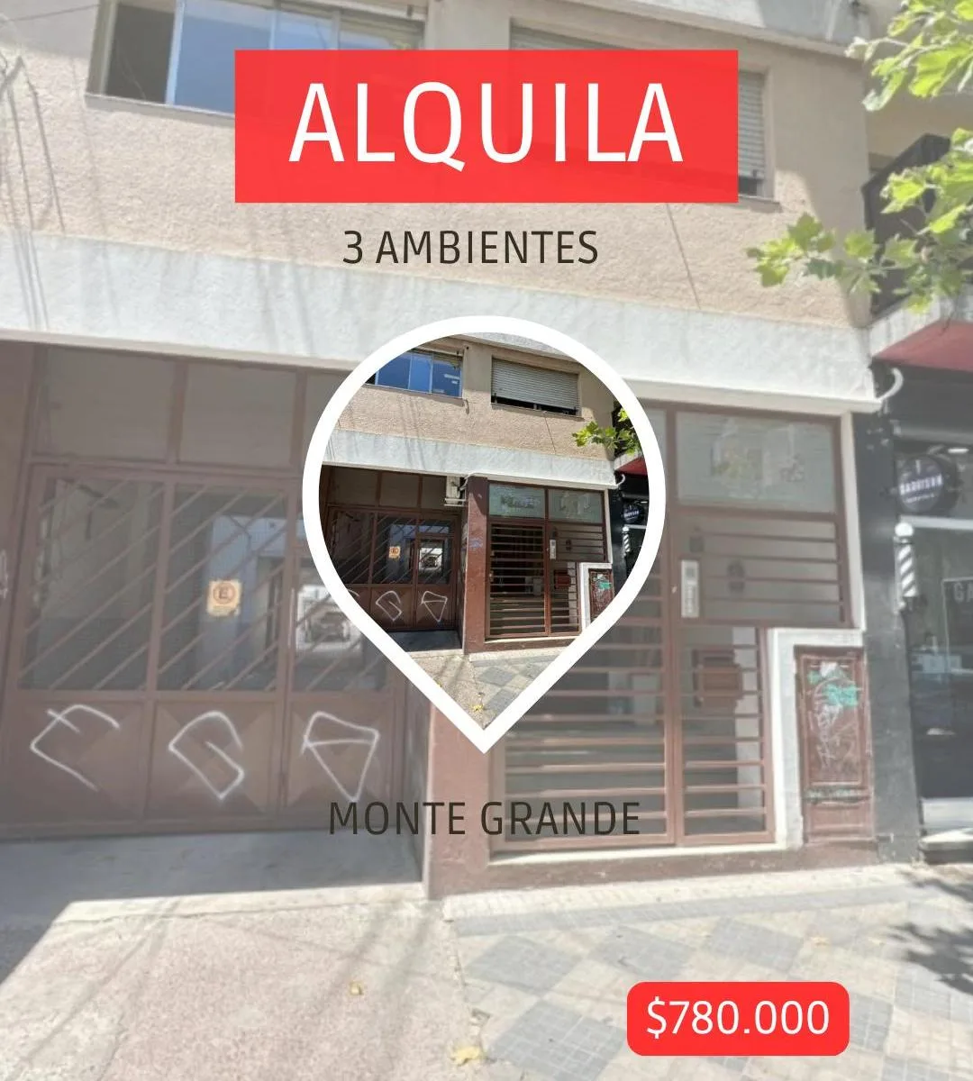 Apartamento de três ambientes para alugar em Monte Grande