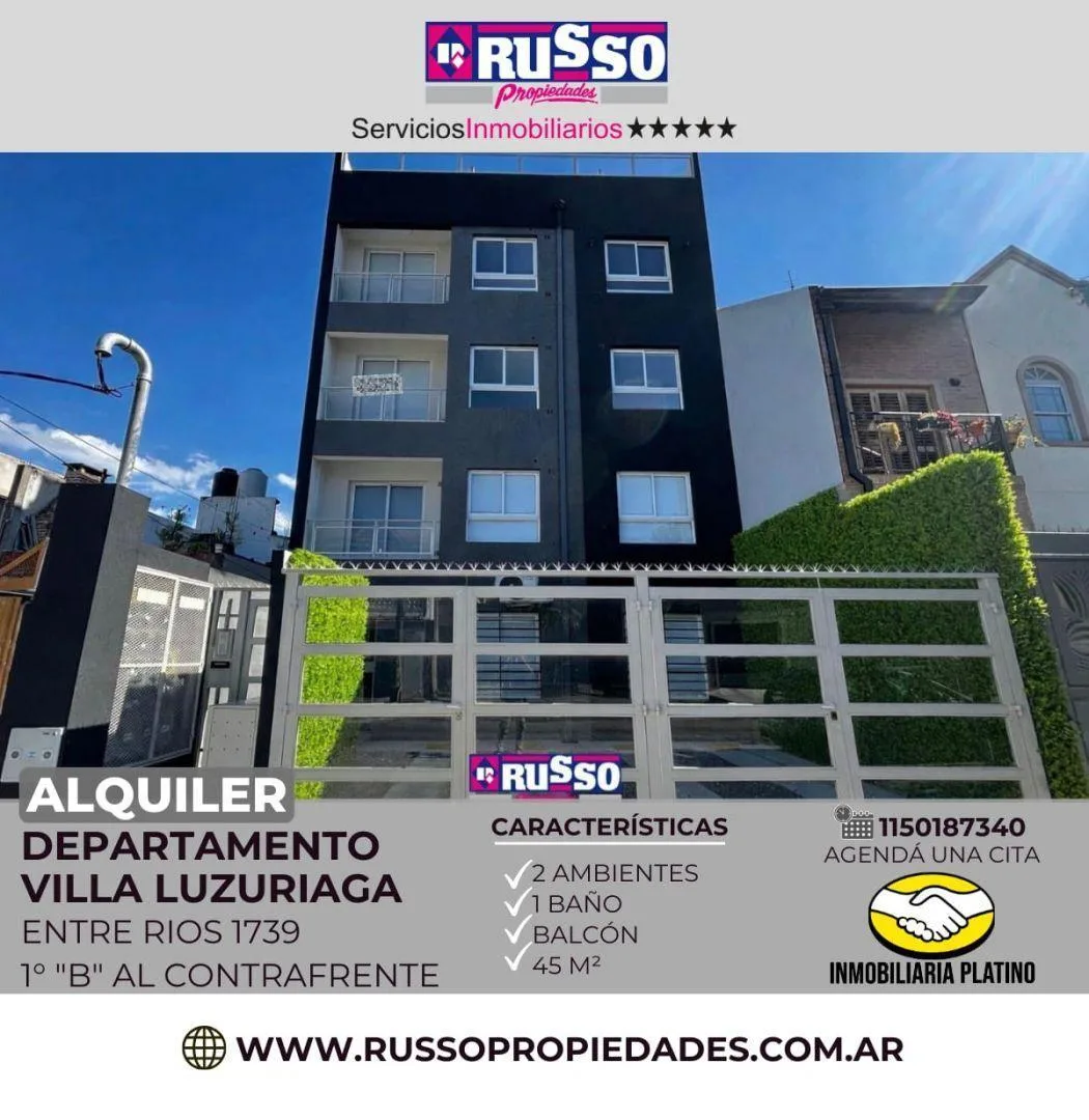 Two-room apartment with balcony in La Matanza (Villa Luzuriaga)