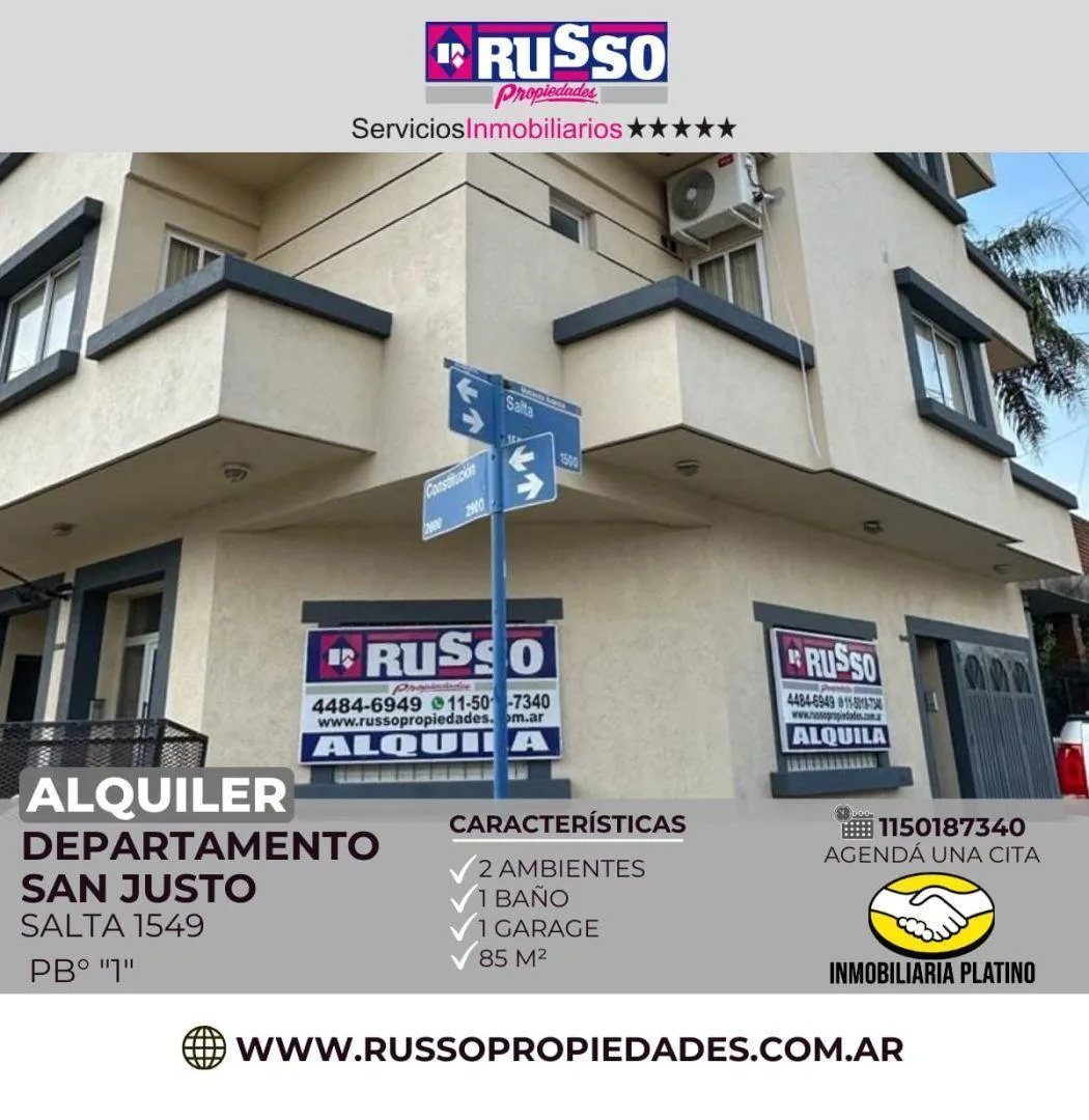 Two-room apartment with patio in La Matanza (San Justo)