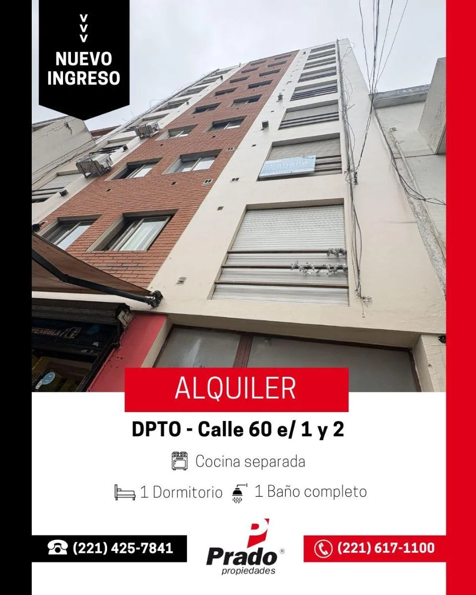 Departamento de 2 ambientes con balcón en La Plata