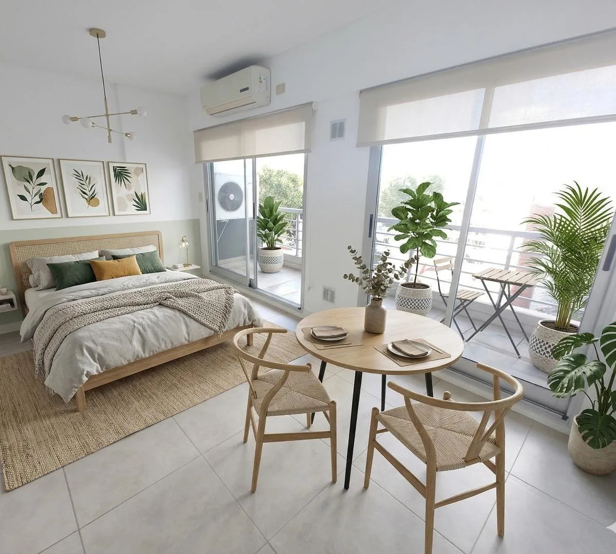 Квартира-студия с окнами во внутренний двор квартала в Saavedra