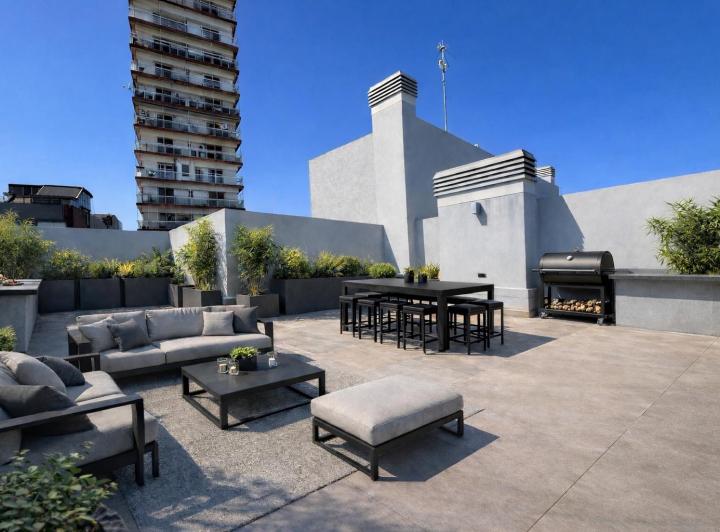 Apartamento de dois ambientes novo com terraço privativo em Palermo