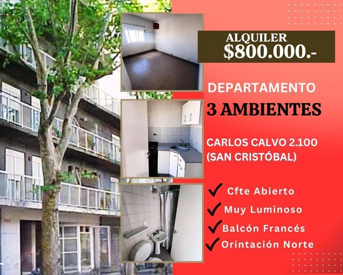 Departamento de 3 ambientes en San Cristóbal