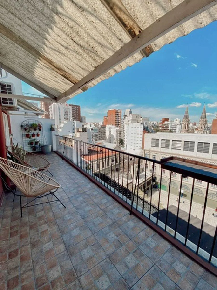 Apartamento de 2 ambientes com 1 quarto, varanda-terraço com churrasqueira em Palermo