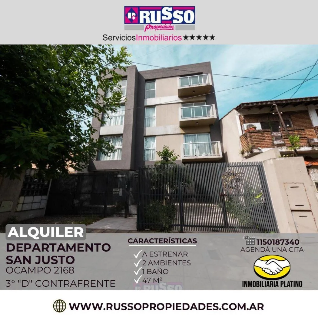 Departamento de 2 ambientes a estrenar en San Justo