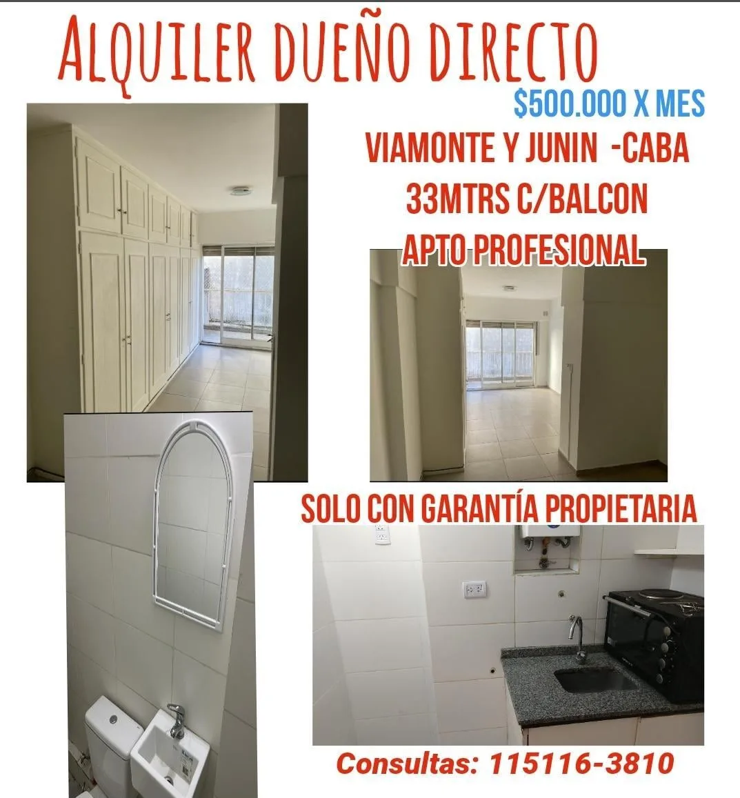 Квартира с двумя комнатами и балконом в Balvanera