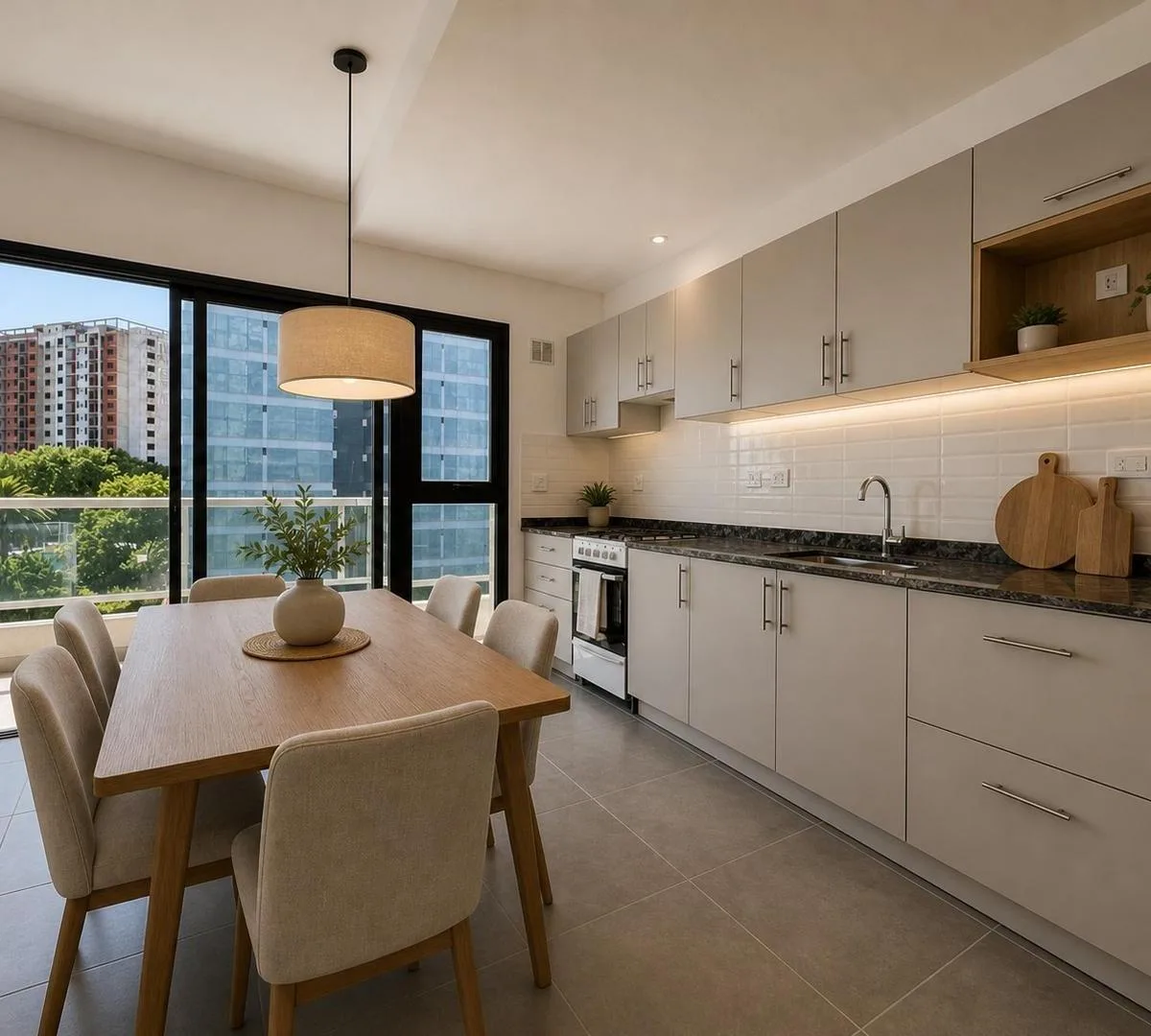 Apartamento de dois ambientes novo com varanda e vaga de garagem em Lanús