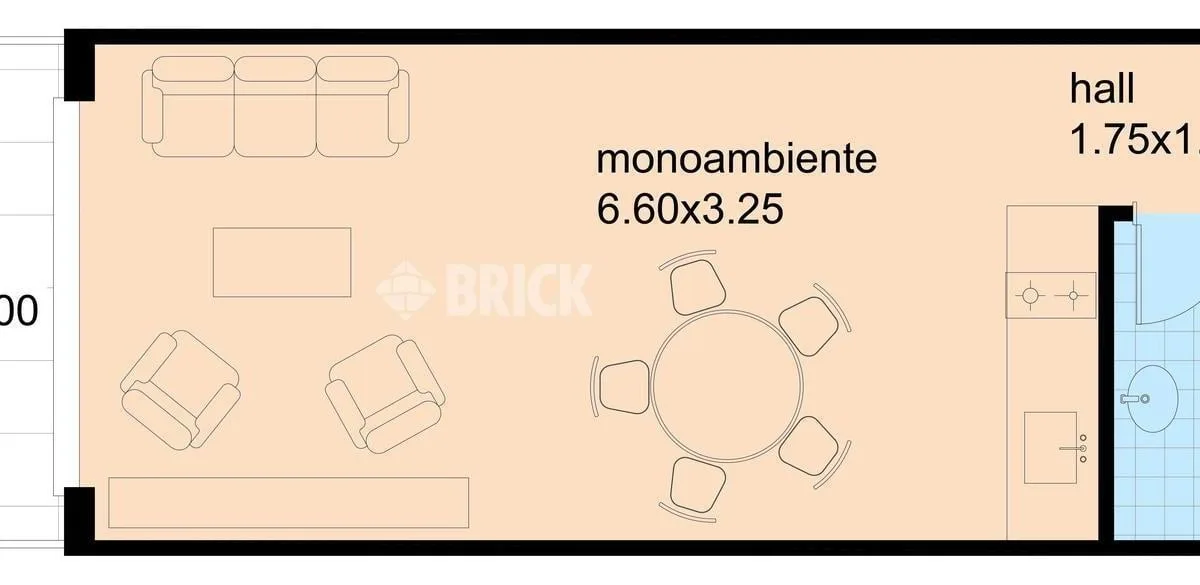 Квартира-студия с большим балконом в Caballito