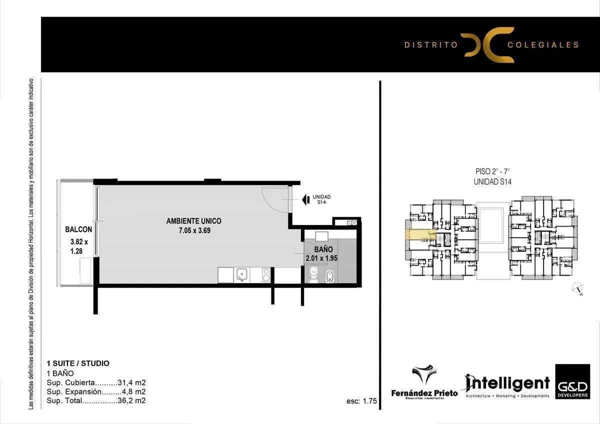 Studio apartment in Colegiales