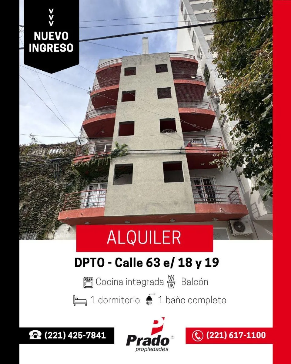 One-bedroom apartment with balcony in La Plata