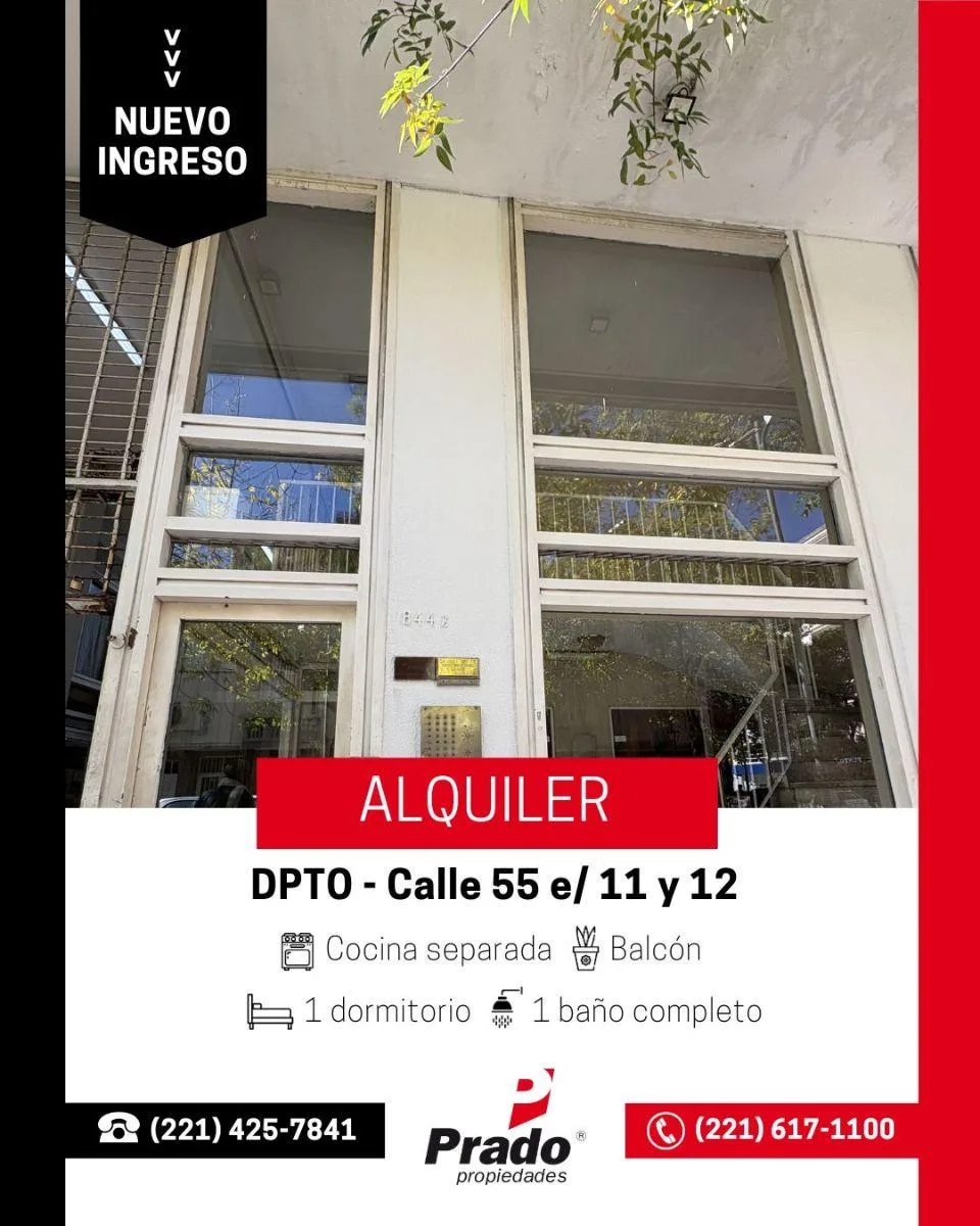 Apartamento de 1 dormitório com varanda em La Plata