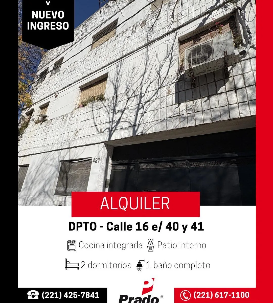 Two-bedroom apartment with patio in La Plata