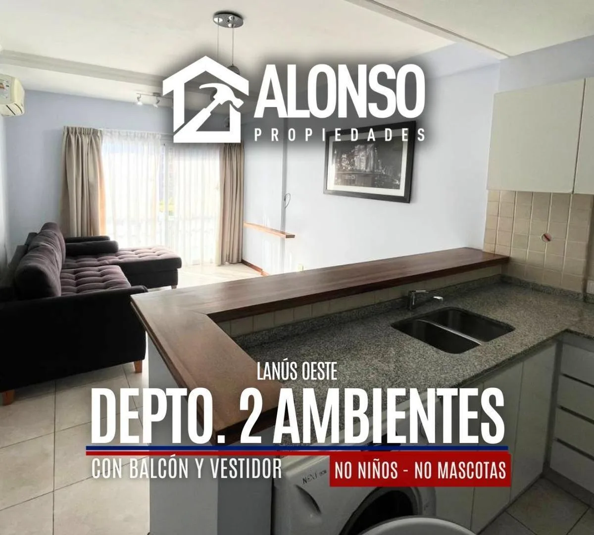 Alquiler Departamento 2 Ambientes con Balcon en Lanus Oeste